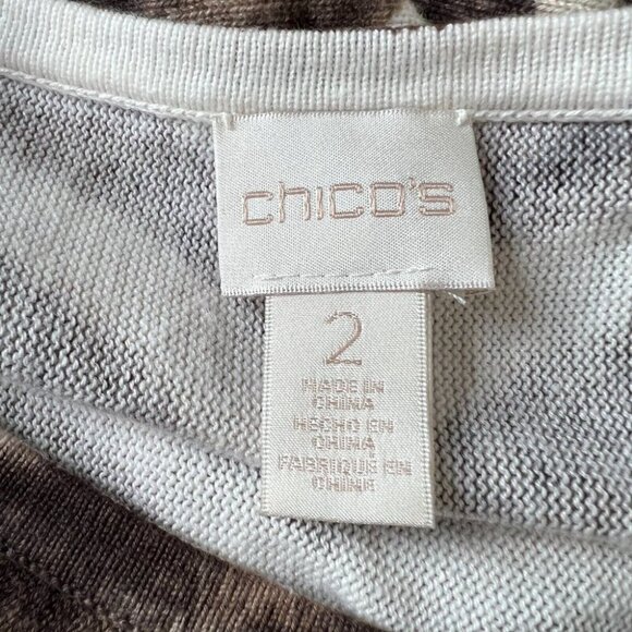 Chicos Sweater Womens L Large Zebra Print 3/4 Sleeves Knit Top V-Neck - Picture 4 of 8